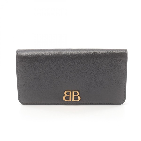 BALENCIAGA Monaco Bifold purse Wallet 7654282AAXB1000 leather Black NEW unisex