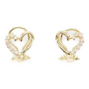 JEWELRY Diamond Earrings K18 YG Yellow Gold Clear Used