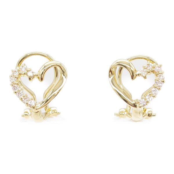 JEWELRY Diamond Earrings K18 YG Yellow Gold Clear Used