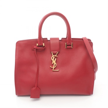 SAINT LAURENT Cabas Small Monogram 2way Handbag 394461 leather Red Used Women