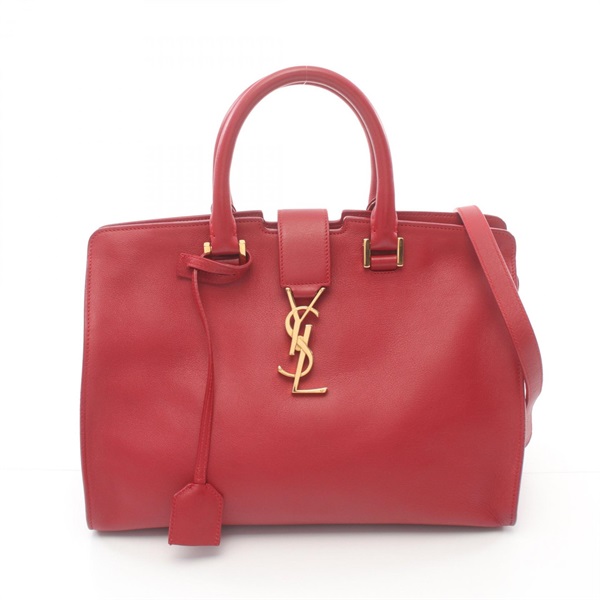 SAINT LAURENT Cabas Small Monogram 2way Handbag 394461 leather Red Used Women