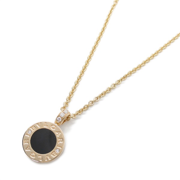 BVLGARI Bulgari Diamond Necklace 18KPG Pink Rose Gold Mother of Pearl Onyx Used