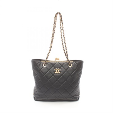 CHANEL Matelasse Chain Tote Bag AS4488 leather Black Used Women CC Coco GHW