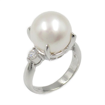 JEWELRY South Sea pearl diamond Ring Pt900 Platinum Clear White Used US#6