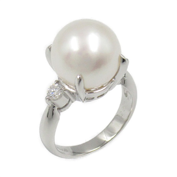 JEWELRY South Sea pearl diamond Ring Pt900 Platinum Clear White Used US#6