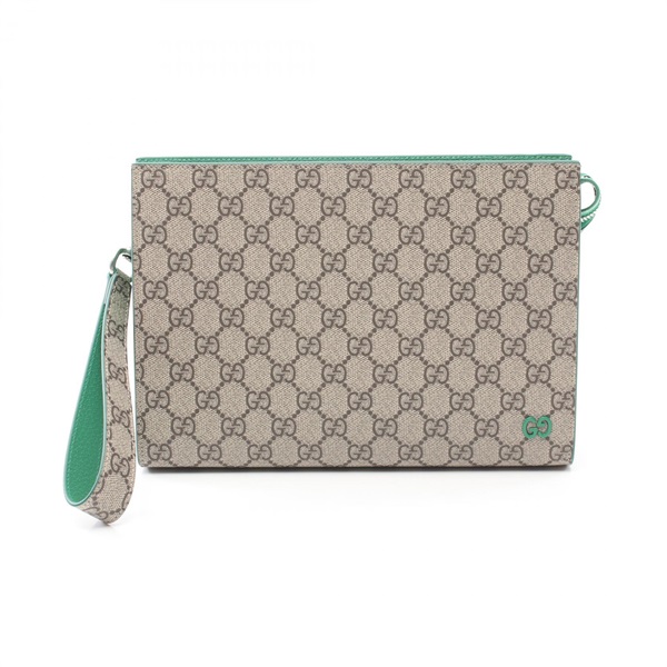 GUCCI GG Supreme business clutch bag 768255FACQC9753 canvas leather Beige Green