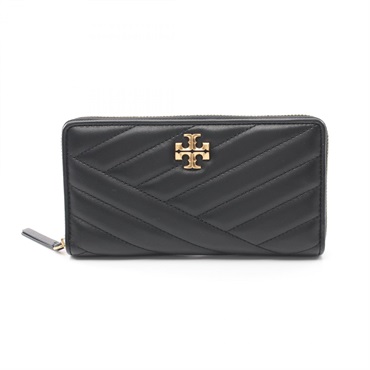 Tory Burch Kira Chevron Around zipper long wallet purse 90348001 leather Black