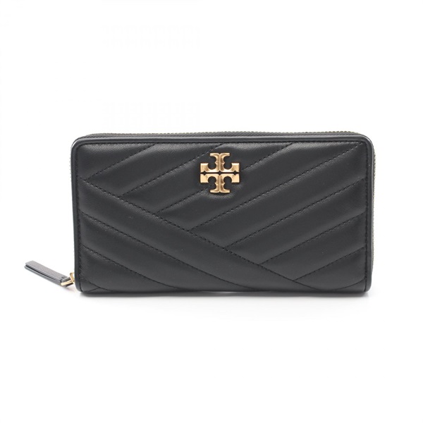 Tory Burch Kira Chevron Around zipper long wallet purse 90348001 leather Black