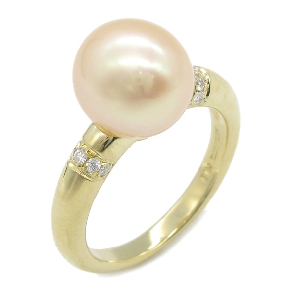 MIKIMOTO Freshwater pearl Diamond Ring 18KYG Yellow Gold Used women US size 5.75