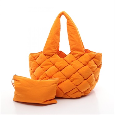 BOTTEGA VENETA Padded cassette Tote hand Bag 670207VBO80 Nylon Orange Used