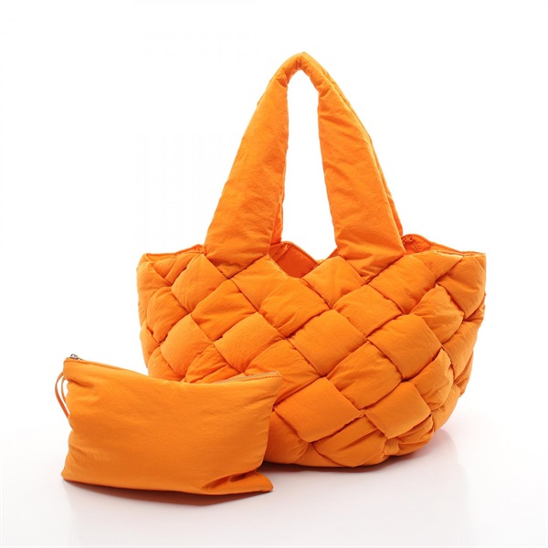 BOTTEGA VENETA Padded cassette Tote hand Bag 670207VBO80 Nylon Orange Used
