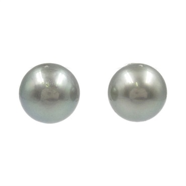 JEWELRY Tahitian Pearl Earrings 14KWG White gold  Black Used women