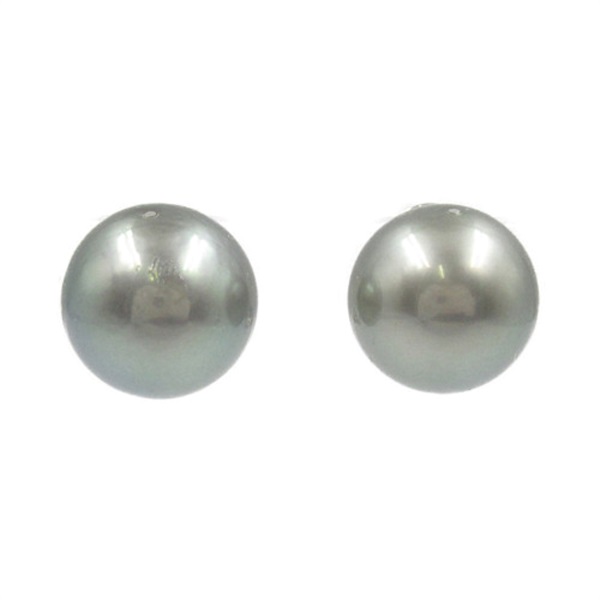 JEWELRY Tahitian Pearl Earrings 14KWG White gold  Black Used women