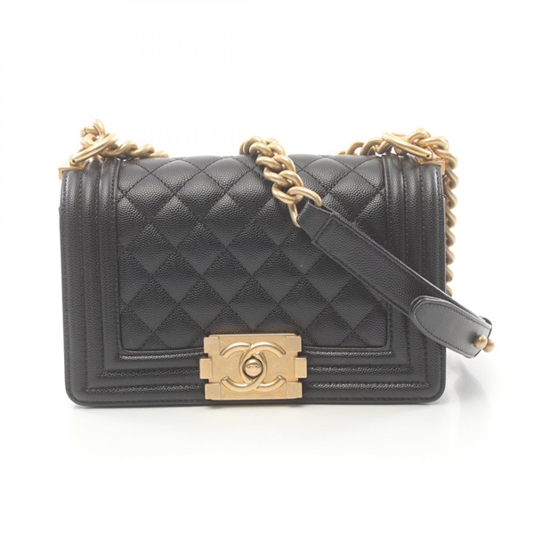 CHANEL Boy Chanel Small Chevron V Stitch chain Shoulder Bag A67085 Calfskin BK