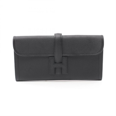 HERMES Jige Elan 29 clutch bag 072008CA Chevre myzore goatskin Black Used A
