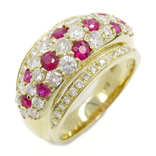 JEWELRY Ruby Diamond Ring 18KYG Yellow Gold red Used women US size 5.25