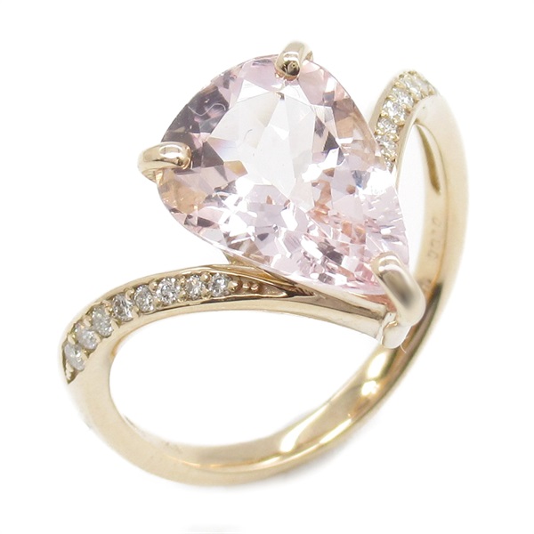 JEWELRY Morganite diamond Ring 18KPG Pink Rose Gold Used women US size 6.5