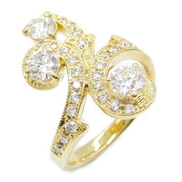 JEWELRY Diamond Ring 18KYG Yellow Gold Used women US size 6.75