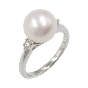 JEWELRY Pearl diamond Ring Pt900 Platinum Clear White Used US#5.75