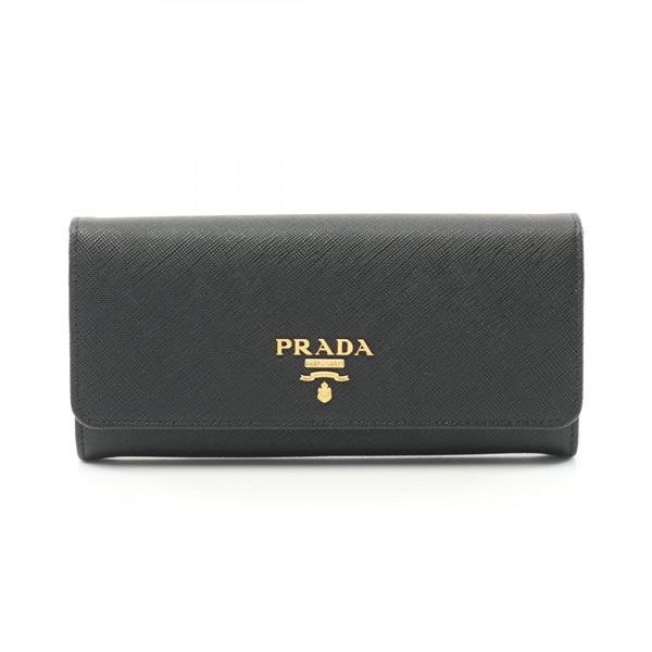 PRADA SAFFIANO METAL Bifold purse wallet 1MH132QWAF0002 leather Black NEW Women