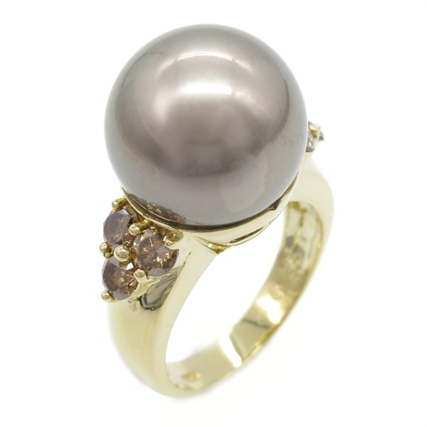 JEWELRY Tahitian pearl Ring 18KYG Yellow Gold Gray Used women US size 5.75