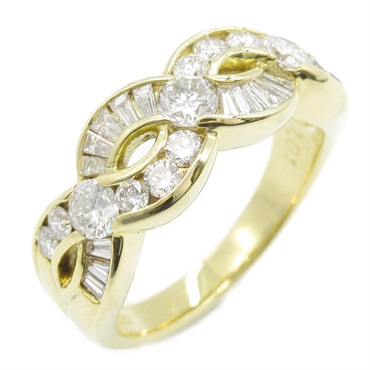 JEWELRY Diamond Ring 18KYG Yellow Gold Used women US size 5.5