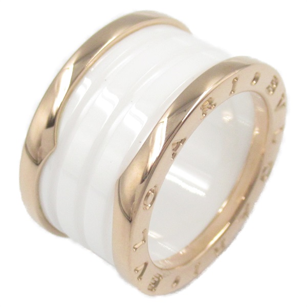 BVLGARI B-zero1 Ring 18KPG Pink Rose Gold White ceramic Used women US size 6.5