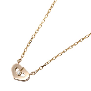 CARTIER C Heart Necklace 1P Diamond 18KPG Pink Rose Gold Used women