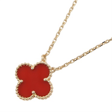 Van Cleef & Arpels Vintage Alhambra Necklace 18KYG Yellow Gold Carnelian Used