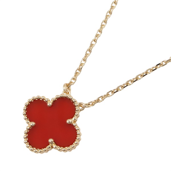 Van Cleef & Arpels Vintage Alhambra Necklace 18KYG Yellow Gold Carnelian Used