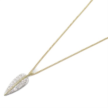 TIFFANY＆CO Leaf Necklace Diamond 18KYG Gold Pt900 Platinum Used women pendant