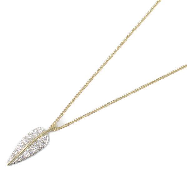 TIFFANY＆CO Leaf Necklace Diamond 18KYG Gold Pt900 Platinum Used women pendant