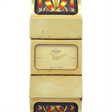 HERMES Location Wrist Watch LO1.201 Quartz Gold Plated Used Women