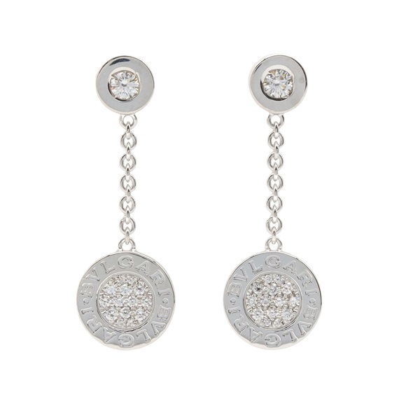 BVLGARI BVLGARI Pavé Diamond Pierced Earrings 18KWG White Gold Used women