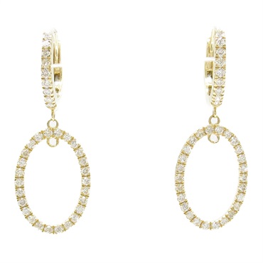 JEWELRY Diamond Pierced earrings K18 YG Yellow Gold Clear Used