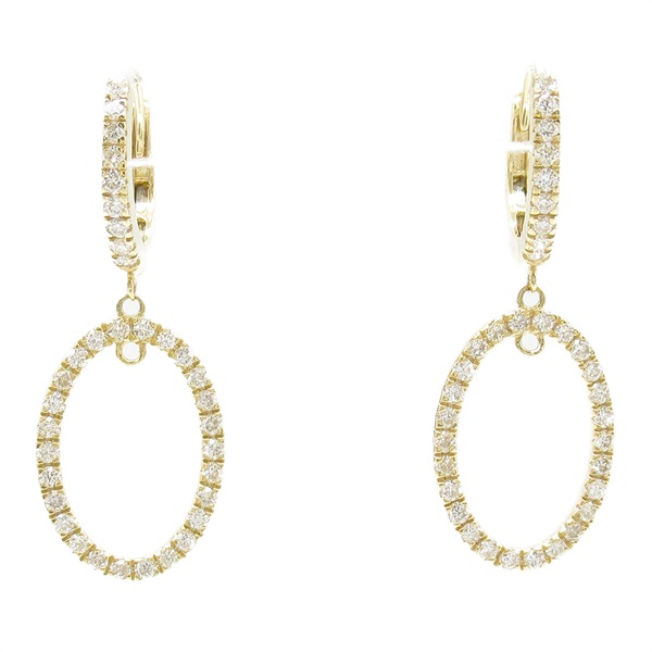 JEWELRY Diamond Pierced earrings K18 YG Yellow Gold Clear Used