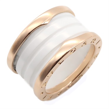 BVLGARI B-zero1 Ceramic Ring 4 Bands 18KPG Gold White Used unisex US size 5 #50
