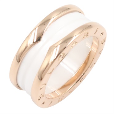 BVLGARI B-zero1 Ceramic 2Band Ring 18KPG Pink Rose Gold Used women US size 5.75