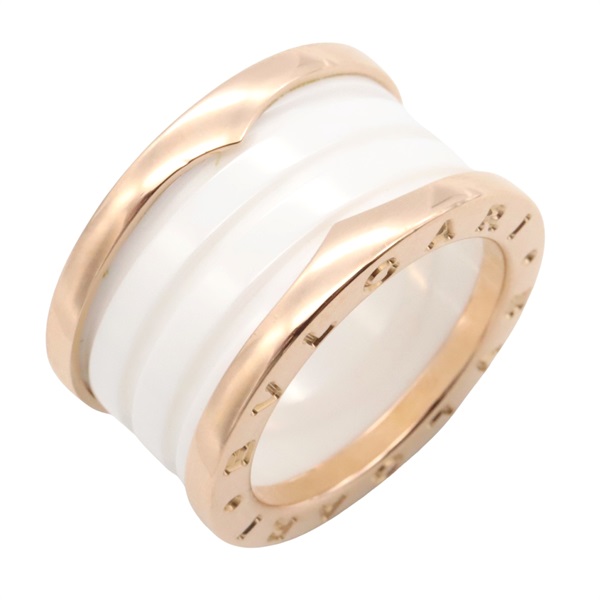 BVLGARI B-zero1 Ceramic Ring 3 Bands 18KPG Gold white Used unisex US size 5.5