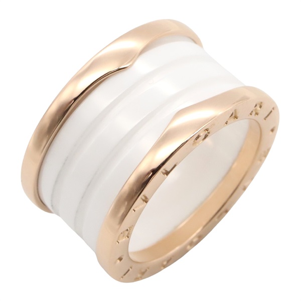 BVLGARI B-zero1 Ring Ceramic 18KPG Rose Gold White Used unisex US size 6 #52