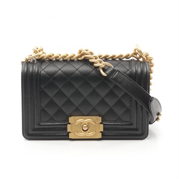 CHANEL Boy Chanel Small chain Shoulder Bag A67085 leather Black Used GHW