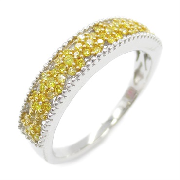 JEWELRY Treated Yellow Diamond Ring 18KWG White Gold Used women US size 7