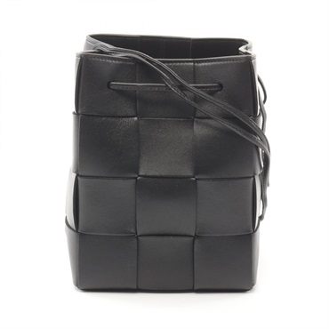 BOTTEGA VENETA Small Cassette Bucket Shoulder Bag leather Black NEW Women