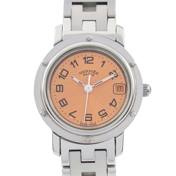 HERMES Clipper Wrist Watch CL4.210 Quartz Stainless Steel Used Women