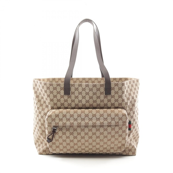 GUCCI GG Canvas Large Tote Bag 802166FADUU8657 leather Beige Brown NEW Women