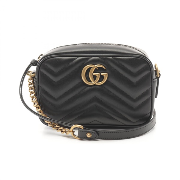 GUCCI GG Marmont Quilting Mini Shoulder Bag leather Black NEW Women crossbody
