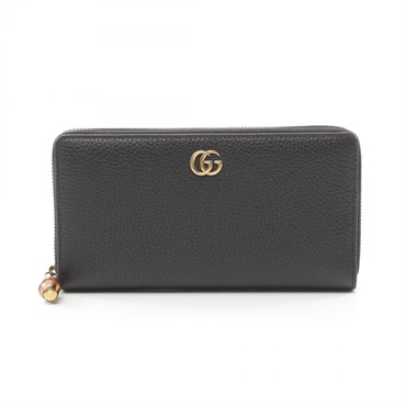 GUCCI Bamboo Zipped Around long wallet 739499AABXM1000 leather Black NEW Women