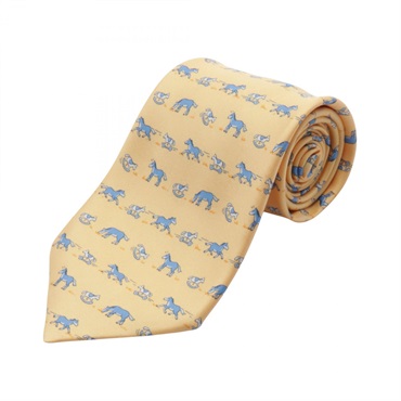 HERMES Tie silk Orange Multicolor Used mens