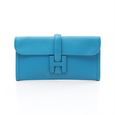 HERMES Jige Elan 29 business clutch bag Swift leather Blue zanzibar Used A women
