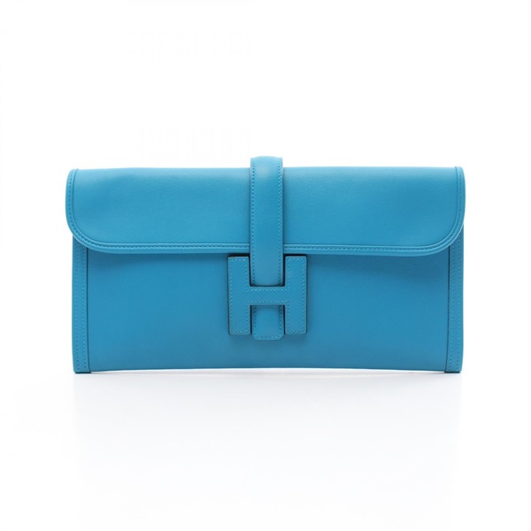 HERMES Jige Elan 29 business clutch bag Swift leather Blue zanzibar Used A women